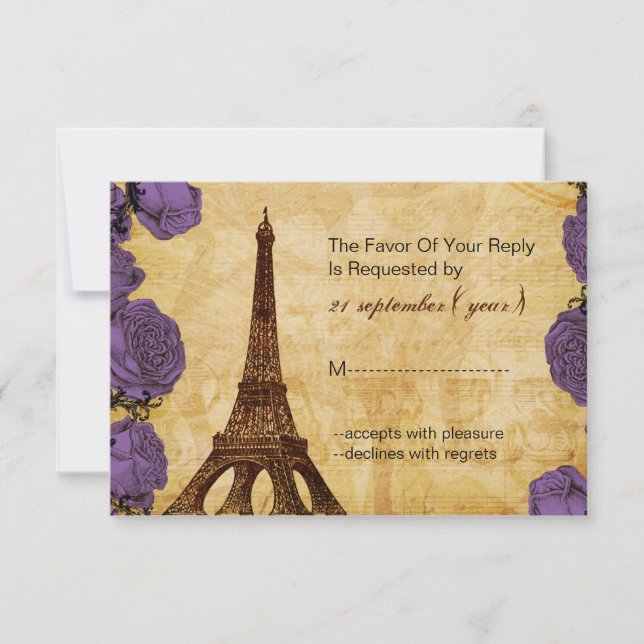 casamiento en torre de eiffel violeta rsvp 3.5 x 5 (Anverso)