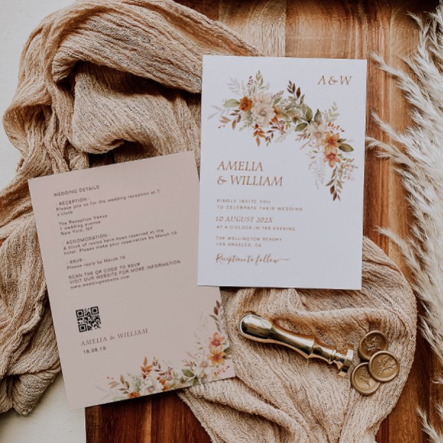 casamiento rústico otoño otoño florals Invitación (Subido por el creador)