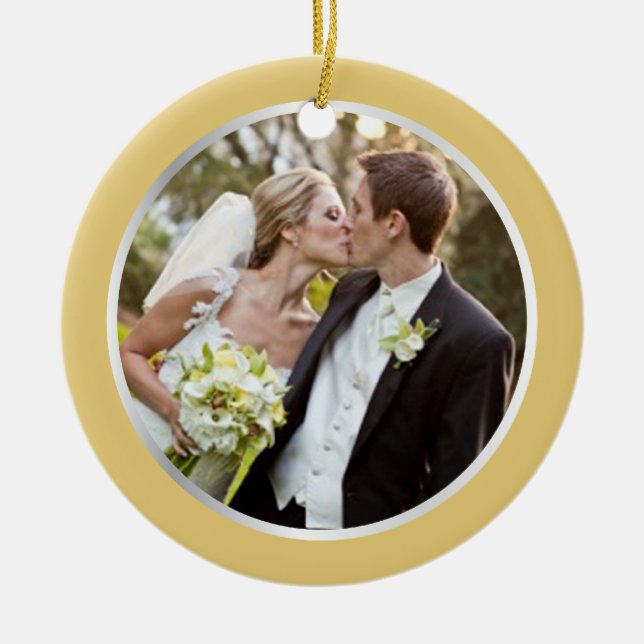 Casar el primer ornamento de la foto del navidad (Frente)