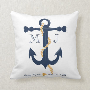 Casar la almohada de tiro náutica del monograma