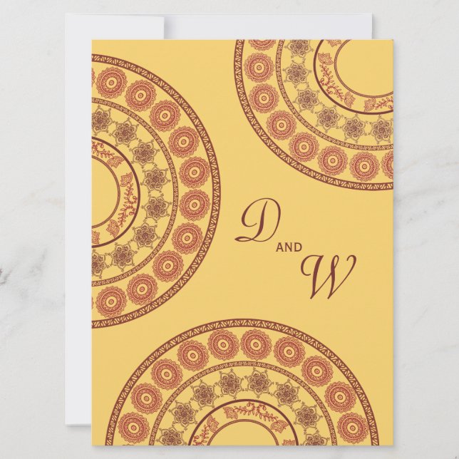 Casar la invitación amarilla de Mehndi Desi de la (Anverso)
