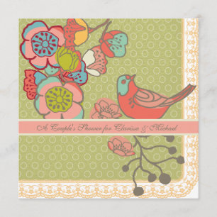 Casar la invitación banal de la ducha del par de