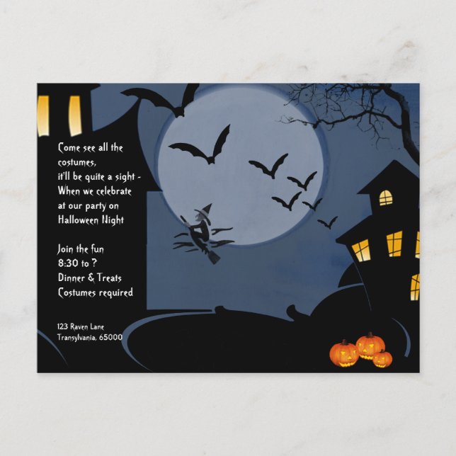 Casas atormentadas e invitación de Brujas a Hallow (Anverso)