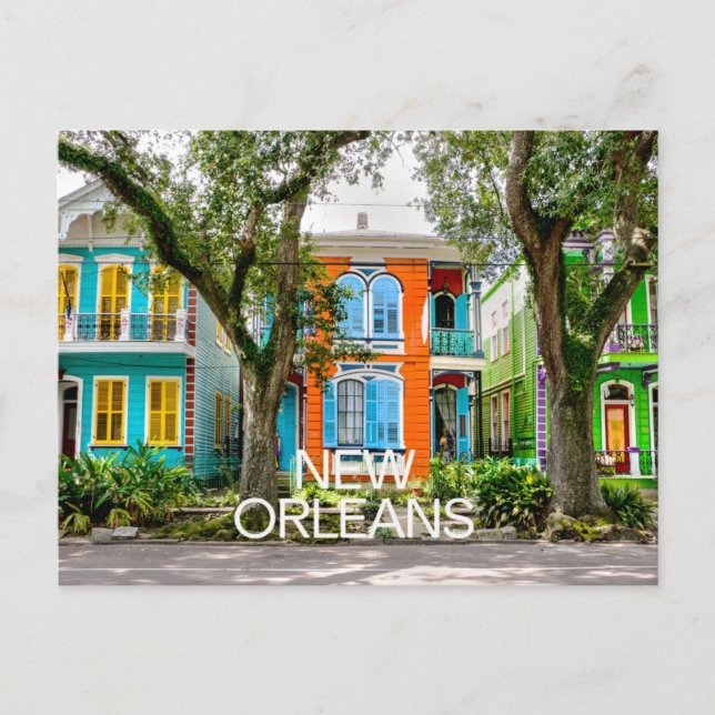 Casas Coloridas de Nueva Orleans Tarjeta Postal de (Anverso)