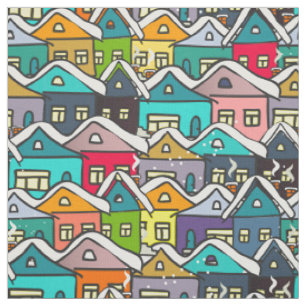 Casas Coloridas En Tela De Invierno