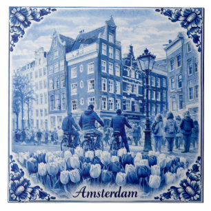 casas de Ámsterdam azulejo estilo Delft Blue
