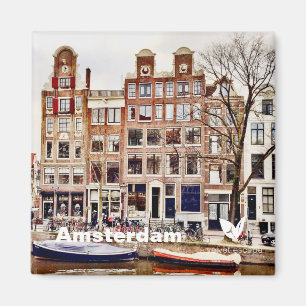 Casas de Amsterdam - imán de refrigerador por Vel