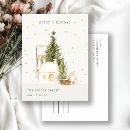 Casas de árbol de nieve blanca Feliz Navidad