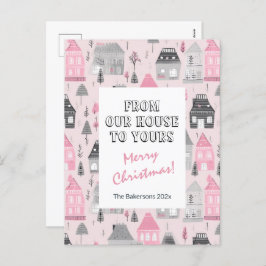 Casas de cosecha en Navidades rosados con tarjeta 