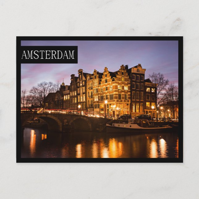 Casas de los canales de Amsterdam en la postal del (Anverso)