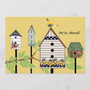 Casas de pájaros pintadas Invitación móvil