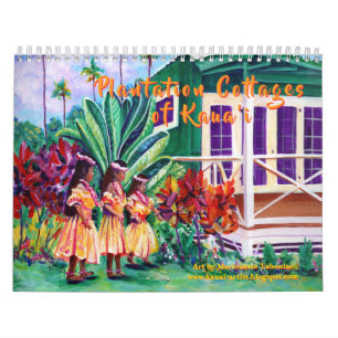 Casas de plantaciones del calendario de arte Kauai