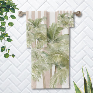 Casas de Playa con Palmeras Tropicales Rayas Beige