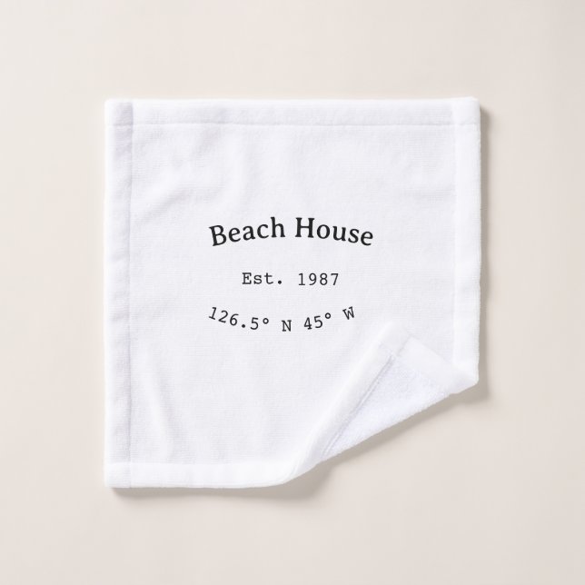 Casas de playa. Fecha año personalizado coordenada (Toallita)