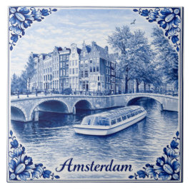 casas del canal de Ámsterdam con azulejos estilo D