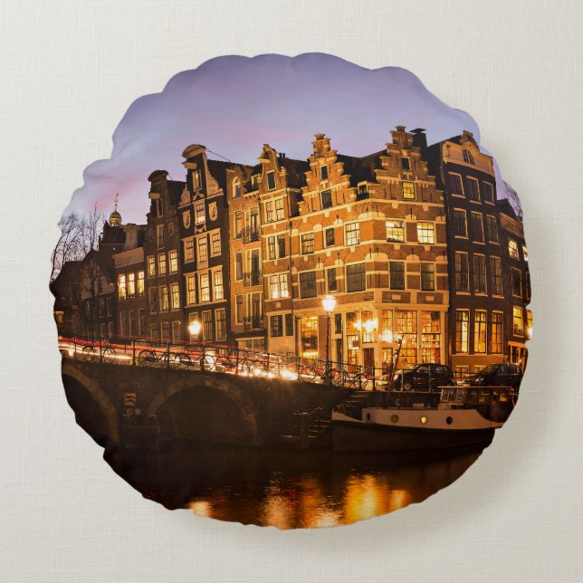 Casas del canal de Amsterdam en la almohada (Anverso)