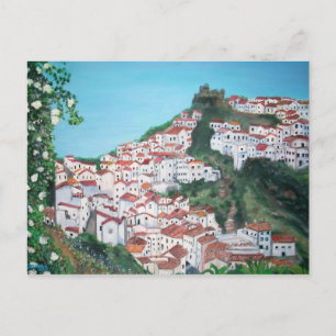 Casas en el pueblo de Casares, postal de Málaga