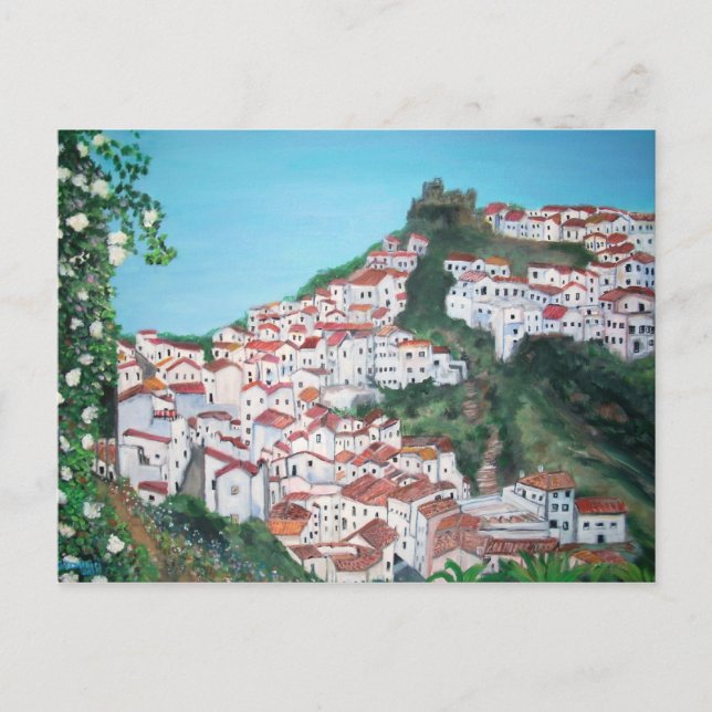 Casas en el pueblo de Casares, postal de Málaga (Anverso)