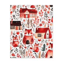 Casas rojas y casas adorables Hoja de papel