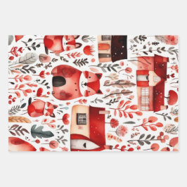 Casas rojas y casas adorables Hoja de papel
