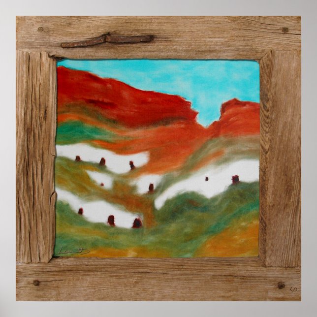 Casas rupestres de madera rústica poster impresión (Frente)