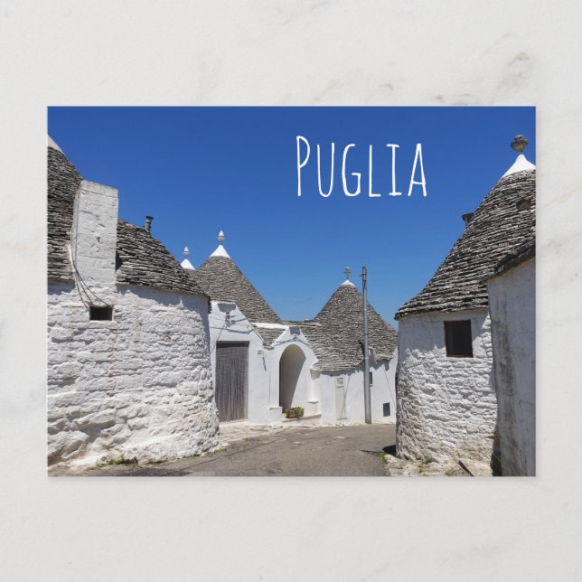 Casas Trulli en Alberobello, postal de Puglia (Anverso)