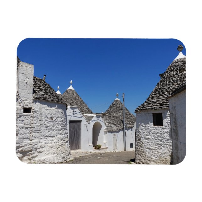 Casas Trulli en el imán rectangular de Alberobello (Horizontal)