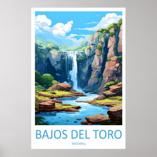 Cascada Bajos Del Toro Póster de viaje vintage Esq