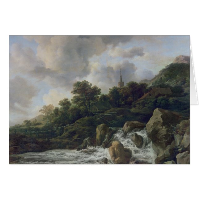 Cascada cerca de un pueblo, c.1665-70 (Anverso (Horizontal))