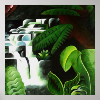 Cascada de bosque exuberante en estilo de arte geo