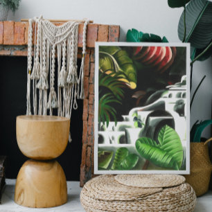 Cascada de bosque exuberante en estilo de arte geo