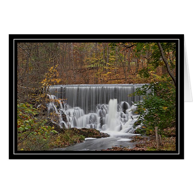 Cascada de cascada de bosques y follaje de otoño (Anverso (Horizontal))
