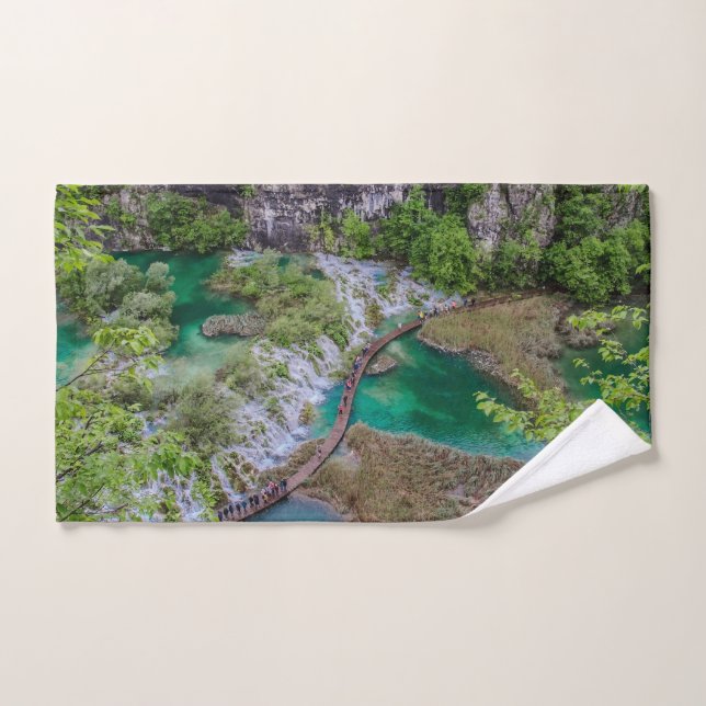 Cascada de cascada del parque de lagos Plitvice (Toalla de mano)