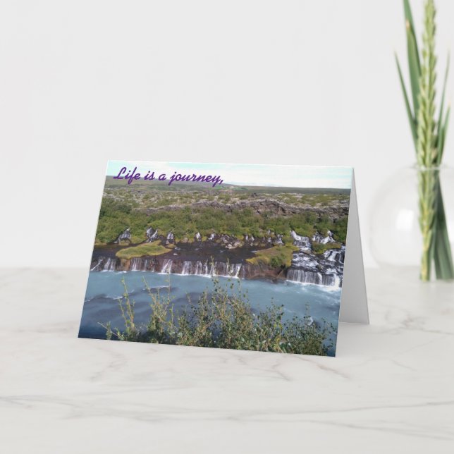 Cascada de Hraunfossar en Islandia tarjeta de salu (Anverso)