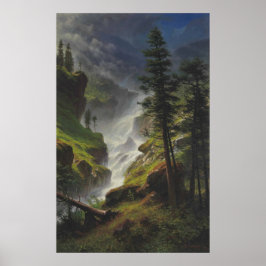 Cascada de montaña rocosa - Impresión de Bierstadt
