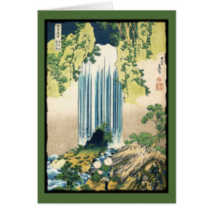 Cascada de pintura oriental sobre la choza