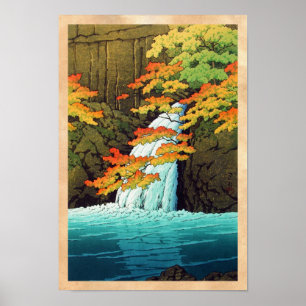 Cascada de Senju, arte del hanga de la espinilla