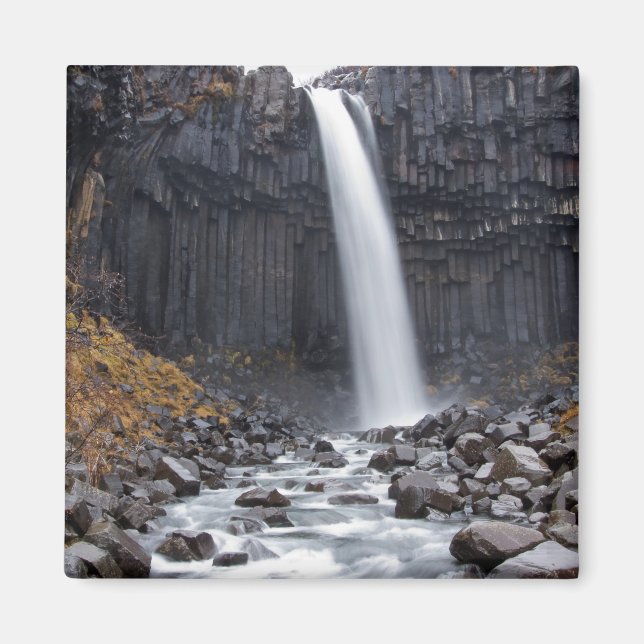 Cascada de Svartifoss en imán cuadrado de Islandia (Frente)