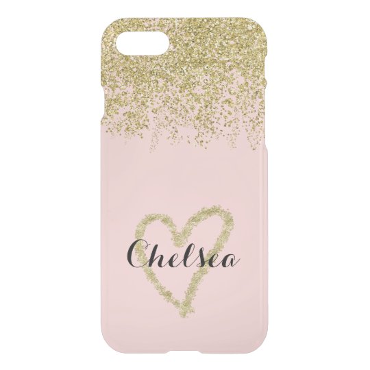 Cascada del purpurina del cuarzo color de rosa y funda para iPhone 7