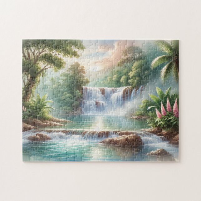 "CASCADA en ACUARELA" ROMPECABEZAS (Horizontal)