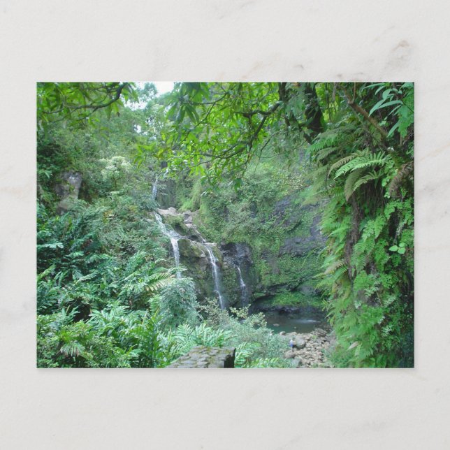 Cascada en el camino a la postal de Hana (Anverso)