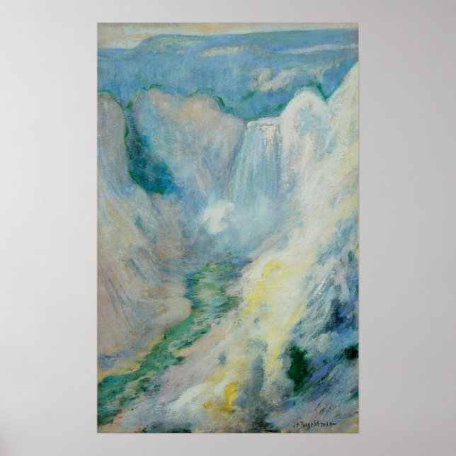 Cascada en Yellowstone por Twachtman, arte vintage (Frente)