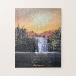 Cascada masiva, rompecabezas de pintura de montaña