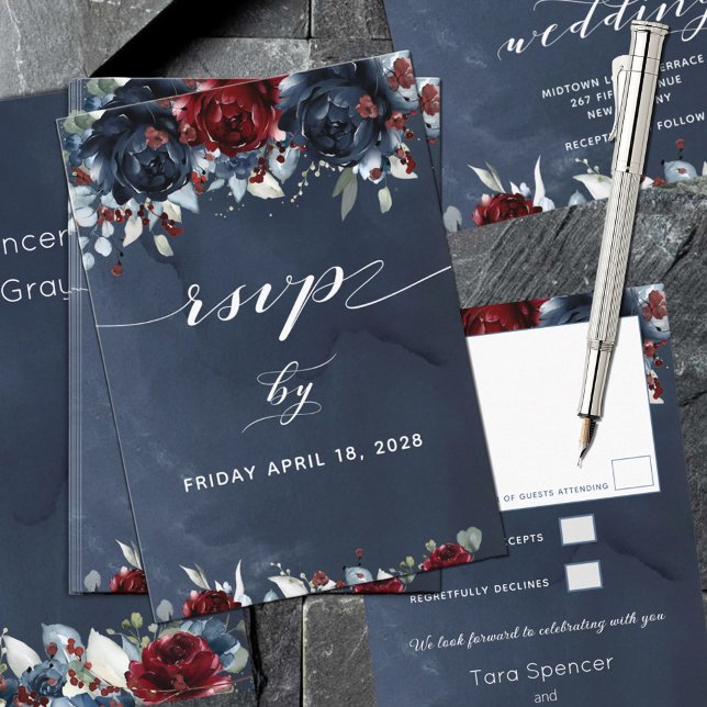 Cascada Peony Borgoña Wedding RSVP (Subido por el creador)