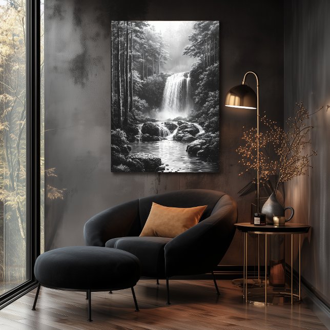 Cascada Tranquila en el Bosque - Arte al Carbón (Subido por el creador)