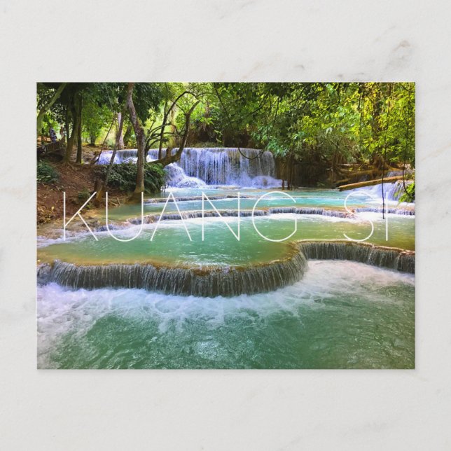 Cascadas de Kuang Si, postal de Laos (Anverso)