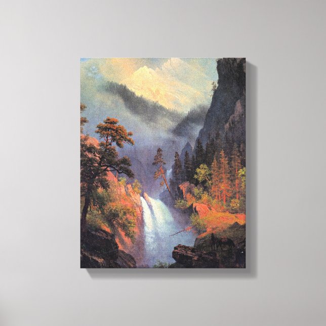 Cascading Falls at Sunset, pintura de arte fino, (Anverso)