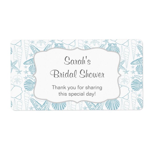 Cáscaras de mar azul Etiqueta de botella de agua - (Frente)