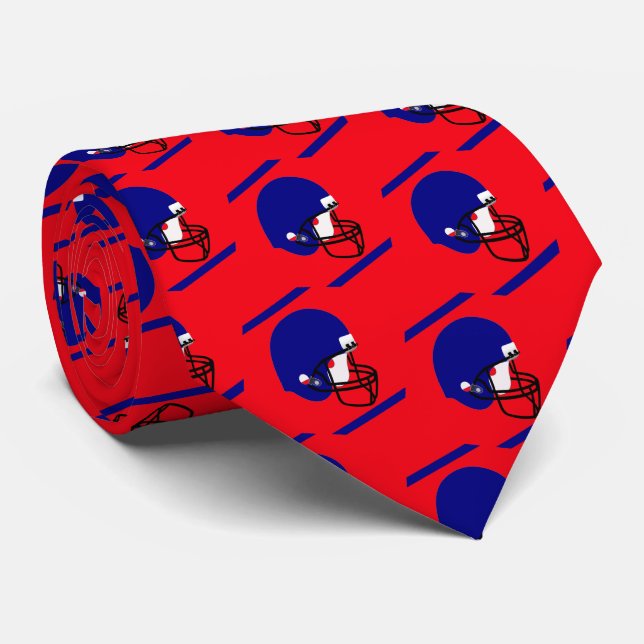 Casco azul de fútbol en corbata roja (Enrollado)