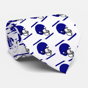 Casco de fútbol americano azul en corbata blanca